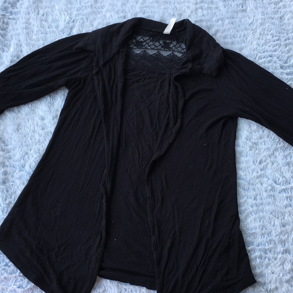 SOLD 🔴 Bella D. | Black Cardigan with Lace - Picture 3 of 8